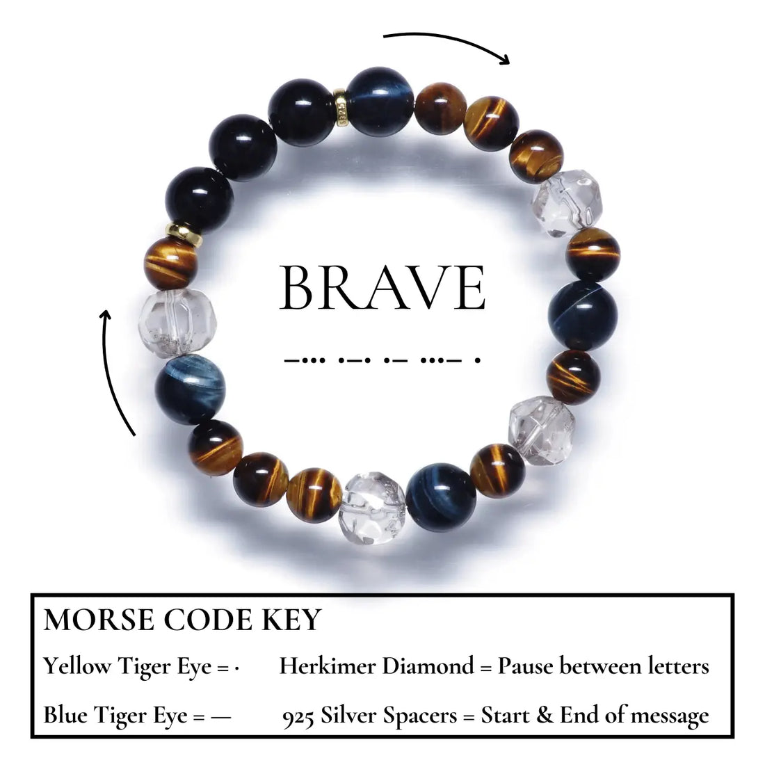 “BRAVE” Morse Code Crystal Bracelet