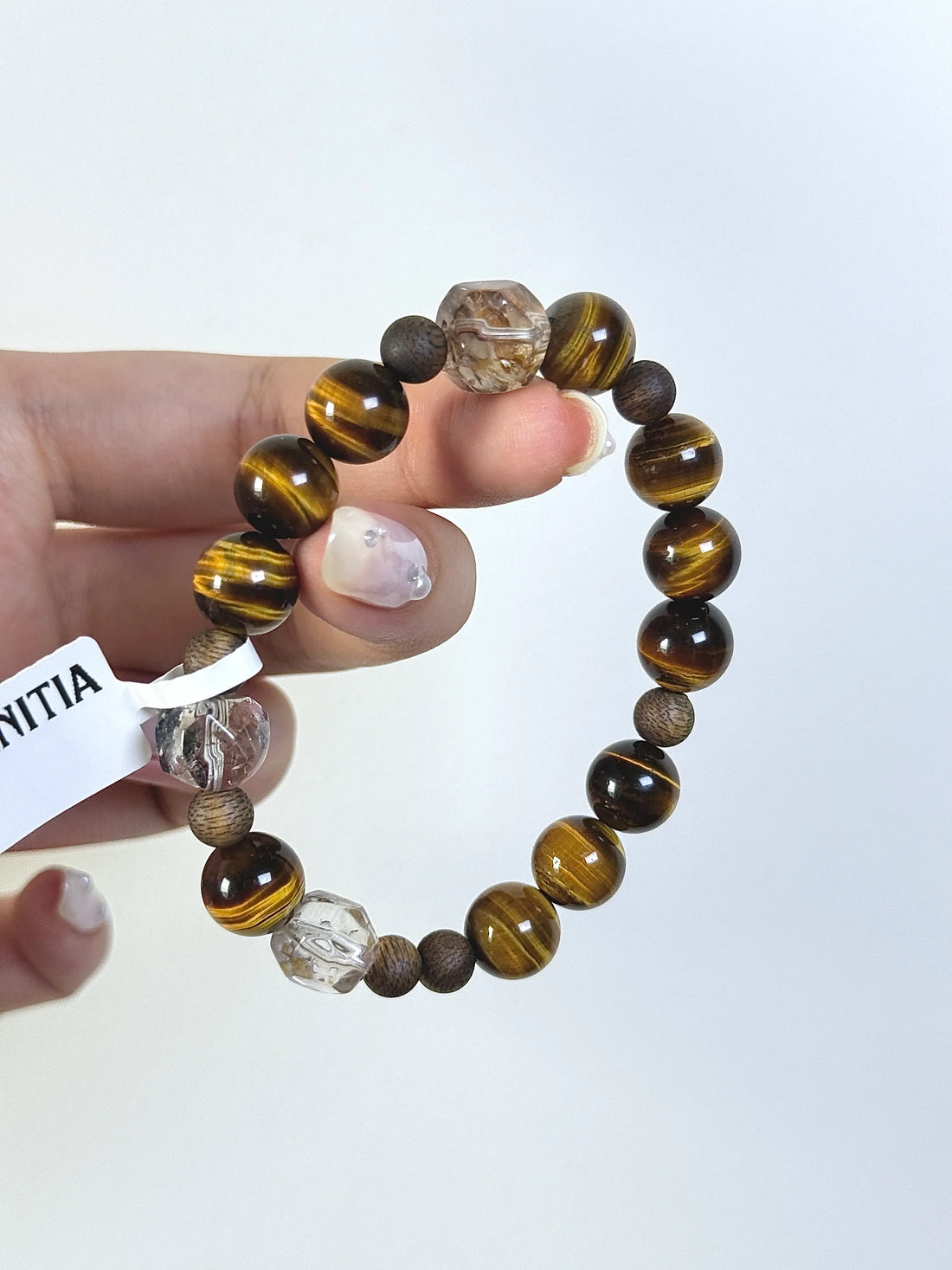 Tiger's Eye, Herkimer Diamond Quartz & Agarwood Bracelet